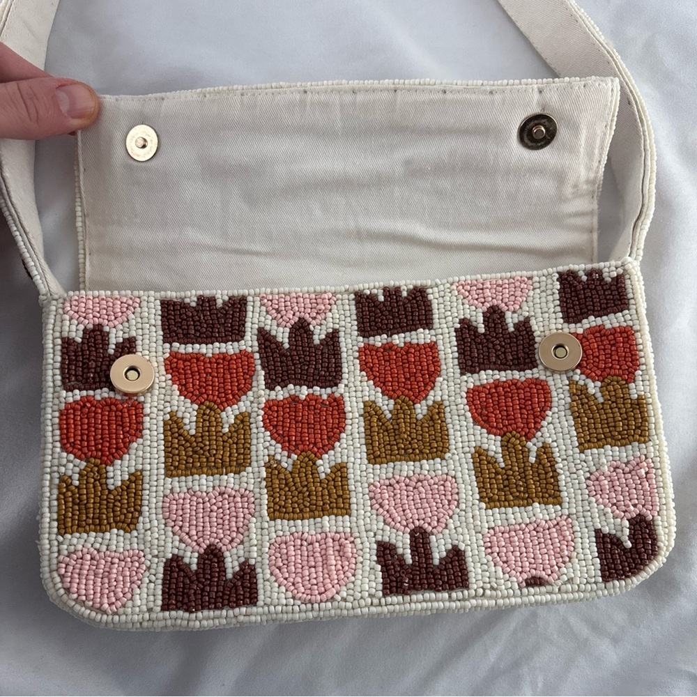 Anthropologie The Fiona Beaded Bag Floral Edition Retro Flower Purse - Picture 9 of 16